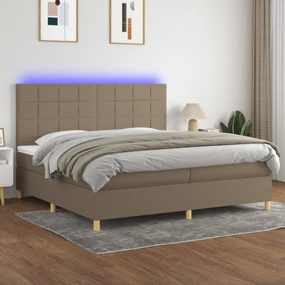 Box Spring Postel S Matrací A Led Textil Taupe