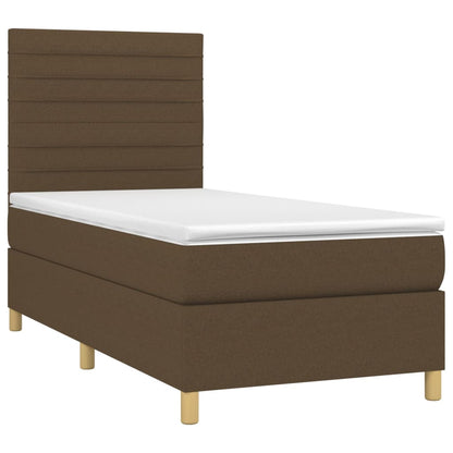 Box Spring Postel S Matrací A Led Tmavě Hnědá 80X200 Cm Textil
