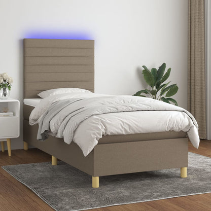Box Spring Postel S Matrací A Led Textil Taupe