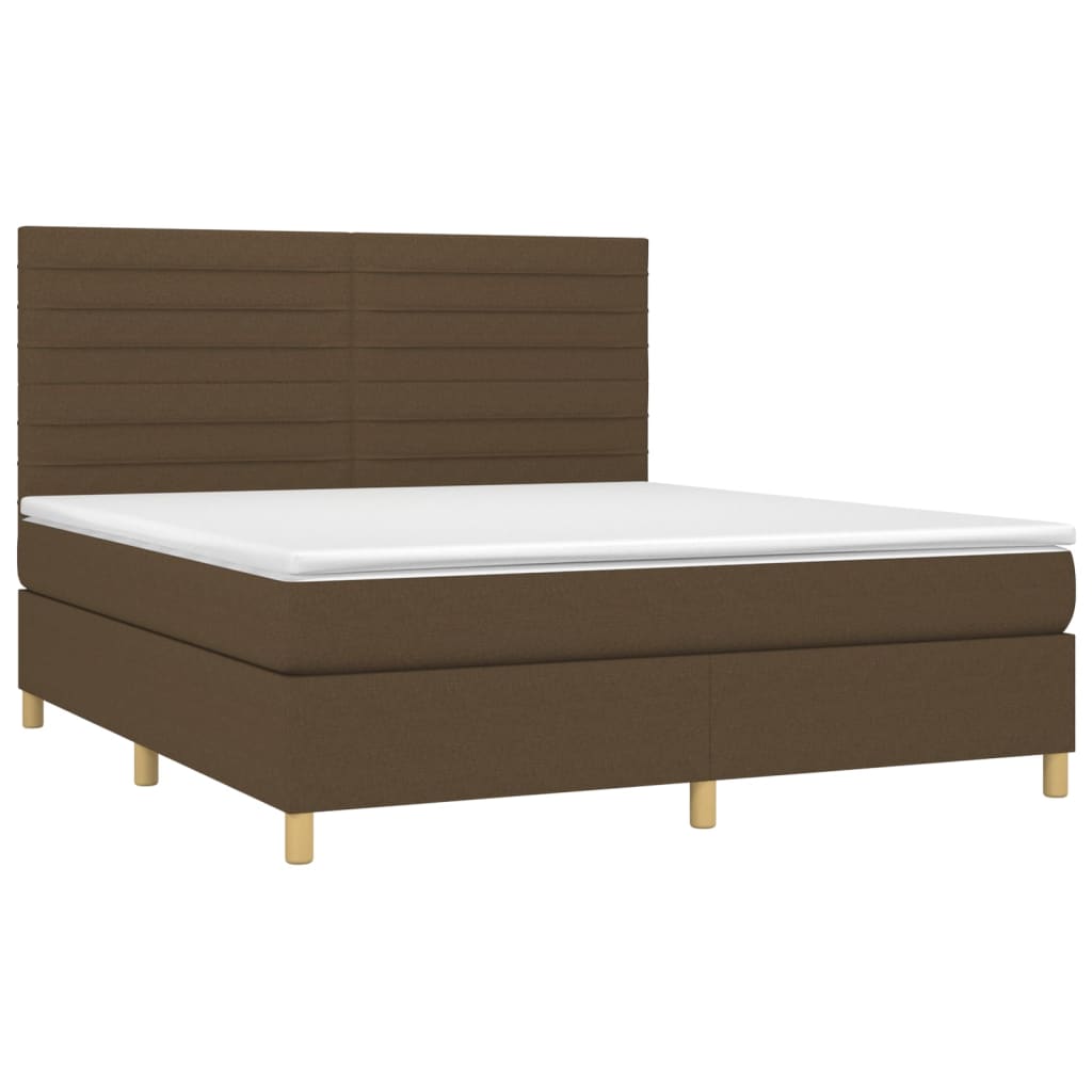 Box Spring Postel S Matrací A Led Tmavě Hnědá 160X200 Cm Textil