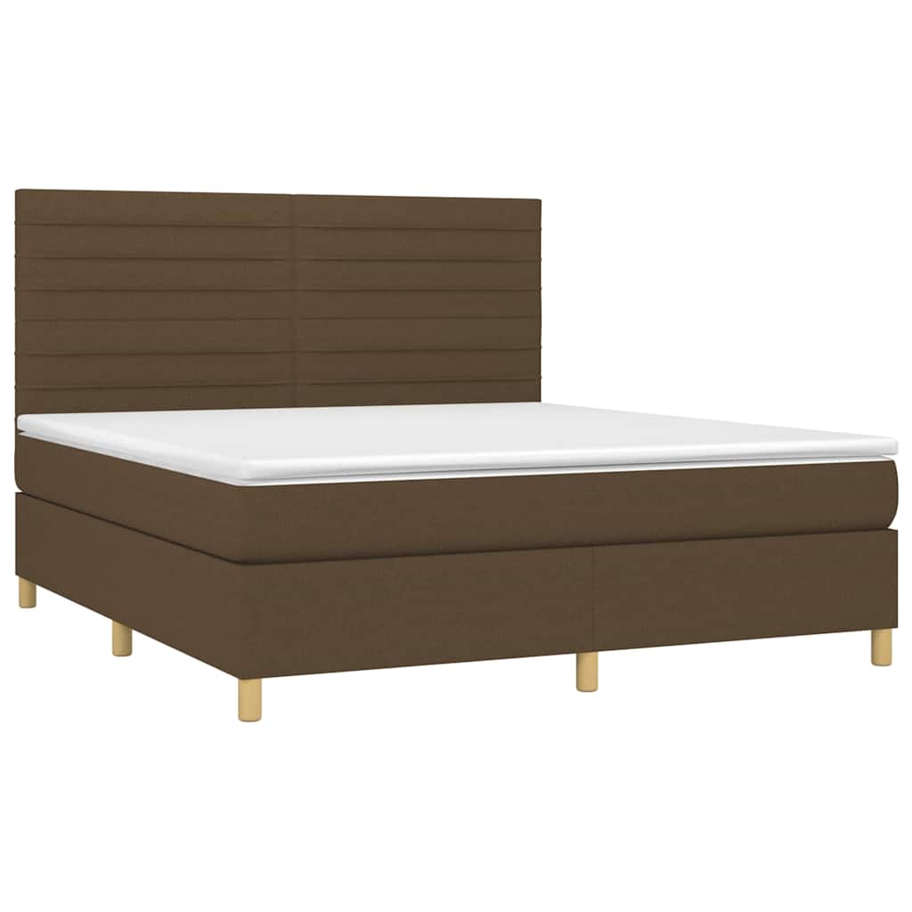 Box Spring Postel S Matrací A Led Tmavě Hnědá 180X200 Cm Textil