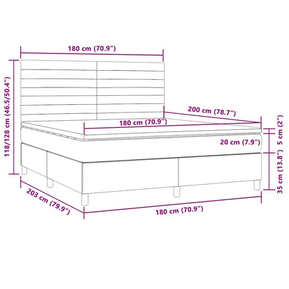 Box Spring Postel S Matrací A Led Tmavě Hnědá 180X200 Cm Textil