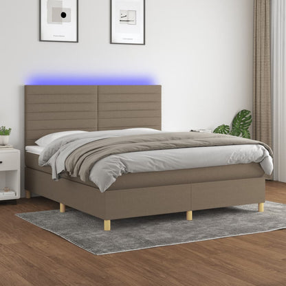 Box Spring Postel S Matrací A Led Textil Taupe