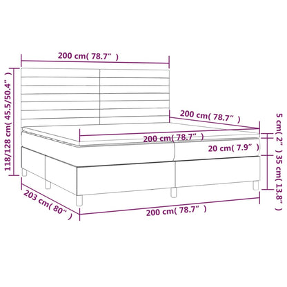 Box Spring Postel S Matrací A Led Tmavě Hnědá 200X200 Cm Textil