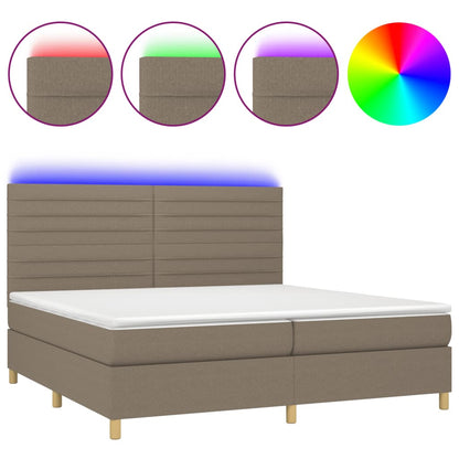 Box Spring Postel S Matrací A Led Taupe 200X200 Cm Textil