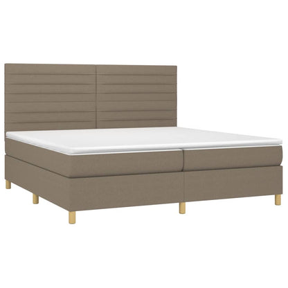 Box Spring Postel S Matrací A Led Taupe 200X200 Cm Textil