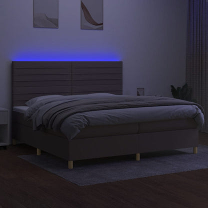 Box Spring Postel S Matrací A Led Taupe 200X200 Cm Textil