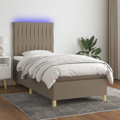 Box Spring Postel S Matrací A Led Textil Taupe