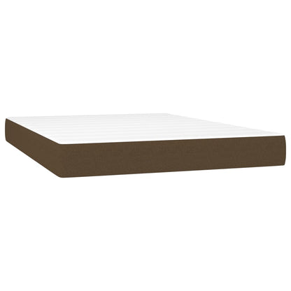 Box Spring Postel S Matrací A Led Tmavě Hnědá 140X190 Cm Textil