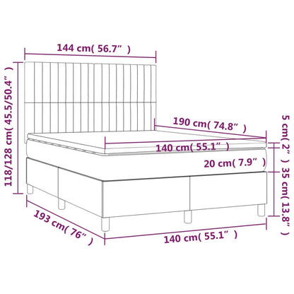Box Spring Postel S Matrací A Led Tmavě Hnědá 140X190 Cm Textil