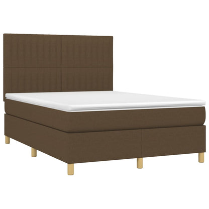 Box Spring Postel S Matrací A Led Tmavě Hnědá 140X200 Cm Textil