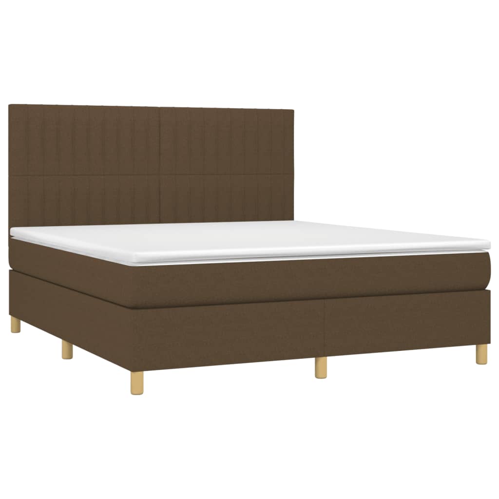 Box Spring Postel S Matrací A Led Tmavě Hnědá 160X200 Cm Textil