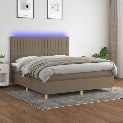 Box Spring Postel S Matrací A Led Textil Taupe