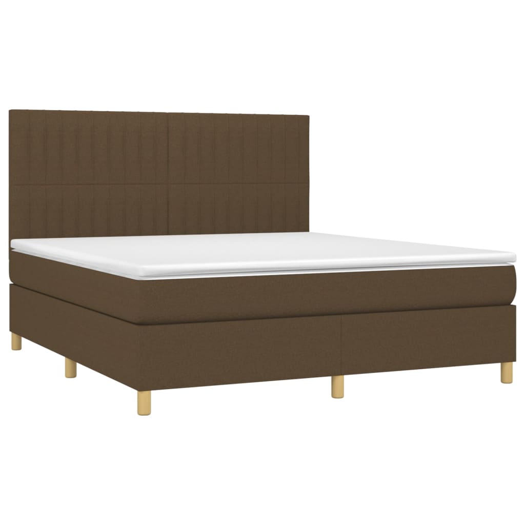 Box Spring Postel S Matrací A Led Tmavě Hnědá 180X200 Cm Textil