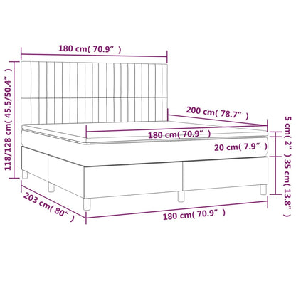 Box Spring Postel S Matrací A Led Tmavě Hnědá 180X200 Cm Textil