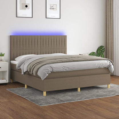 Box Spring Postel S Matrací A Led Textil Taupe