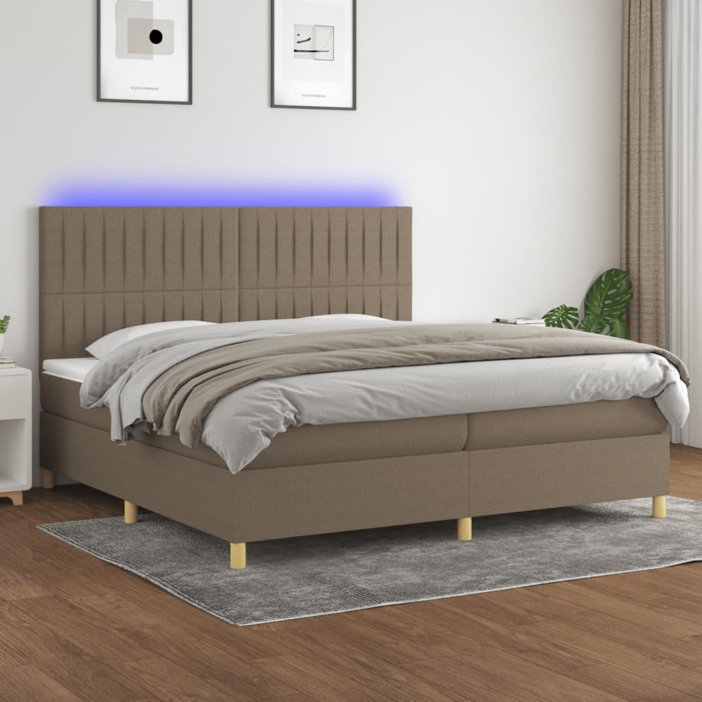 Box Spring Postel S Matrací A Led Textil Taupe