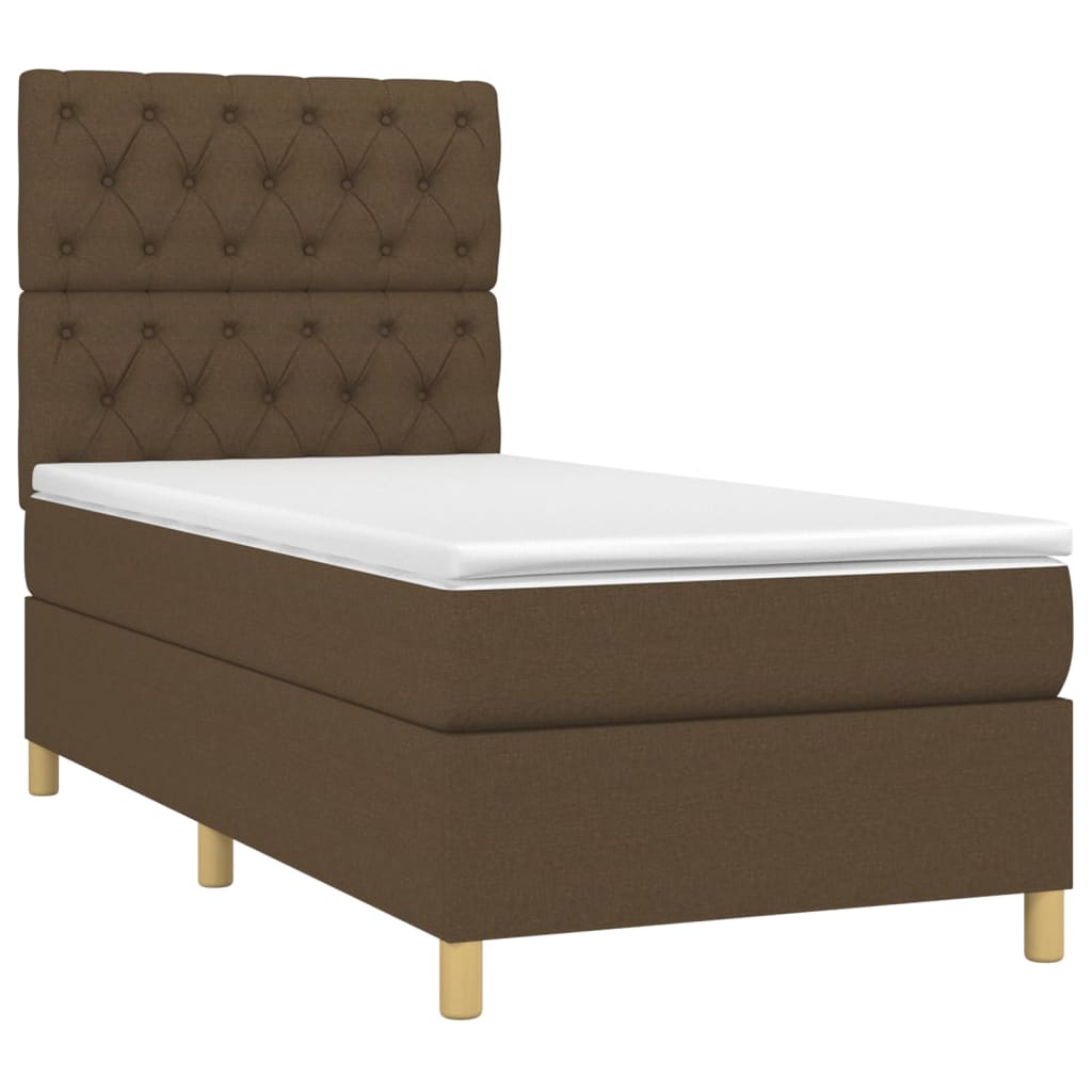 Box Spring Postel S Matrací A Led Tmavě Hnědá 80X200 Cm Textil