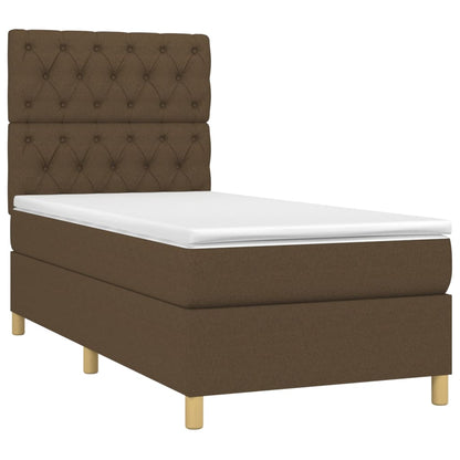 Box Spring Postel S Matrací A Led Tmavě Hnědá 80X200 Cm Textil