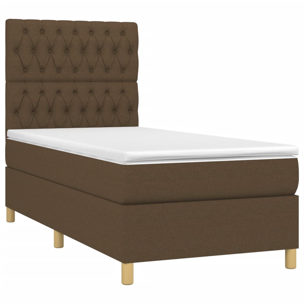 Box Spring Postel S Matrací A Led Textil Tmavě Hnědá