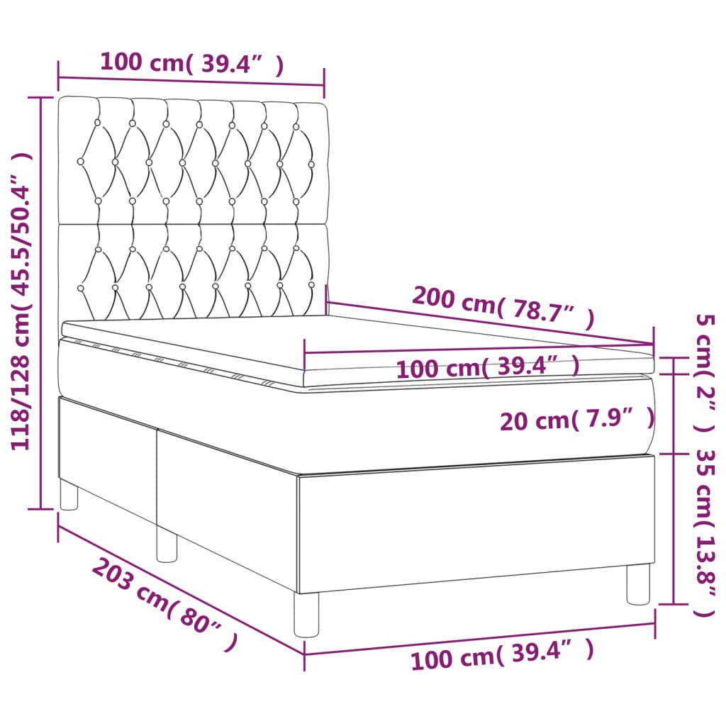 Box Spring Postel S Matrací A Led Textil Tmavě Hnědá