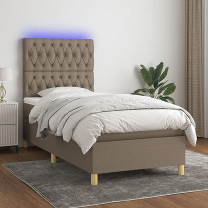 Box Spring Postel S Matrací A Led Textil Taupe