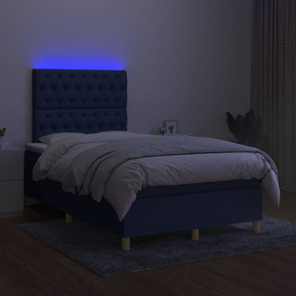 Box Spring Postel S Matrací A Led Černá Textil Černá