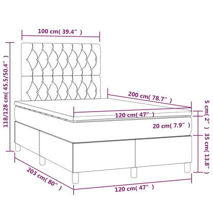 Box Spring Postel S Matrací A Led Tmavě Hnědá 120X200 Cm Textil