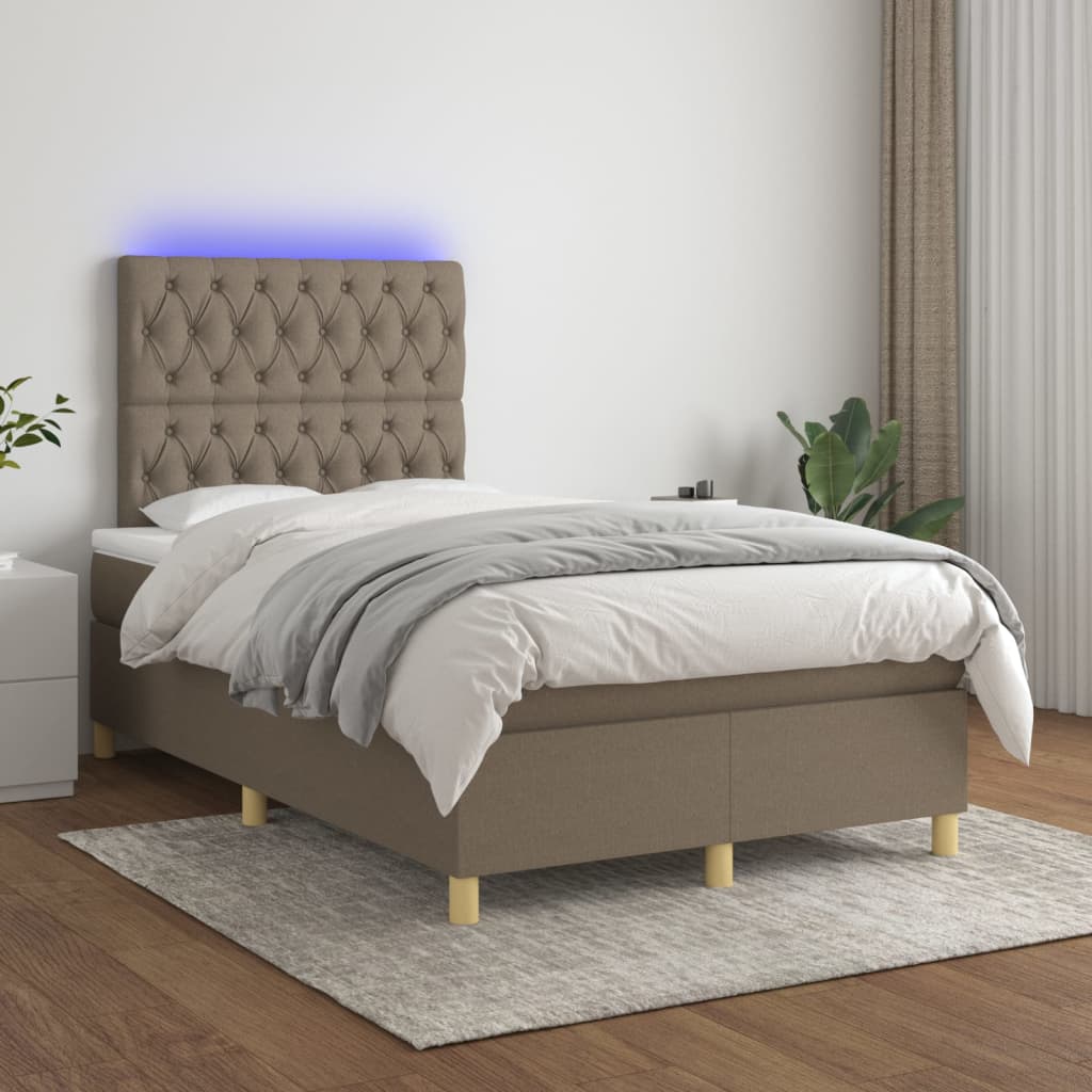 Box Spring Postel S Matrací A Led Textil Taupe