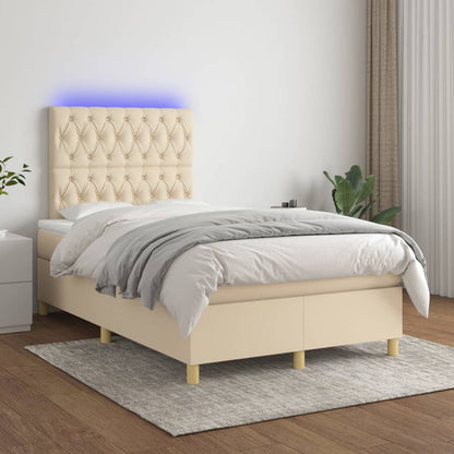 Box Spring Postel S Matrací A Led Textil Krémová
