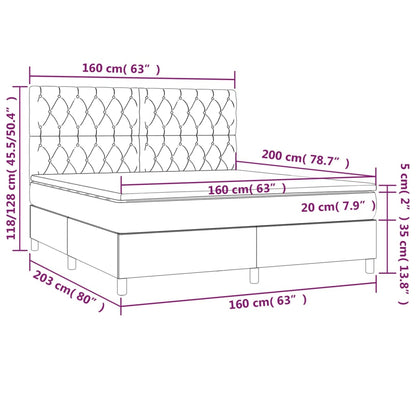 Box Spring Postel S Matrací A Led Tmavě Hnědá 160X200 Cm Textil