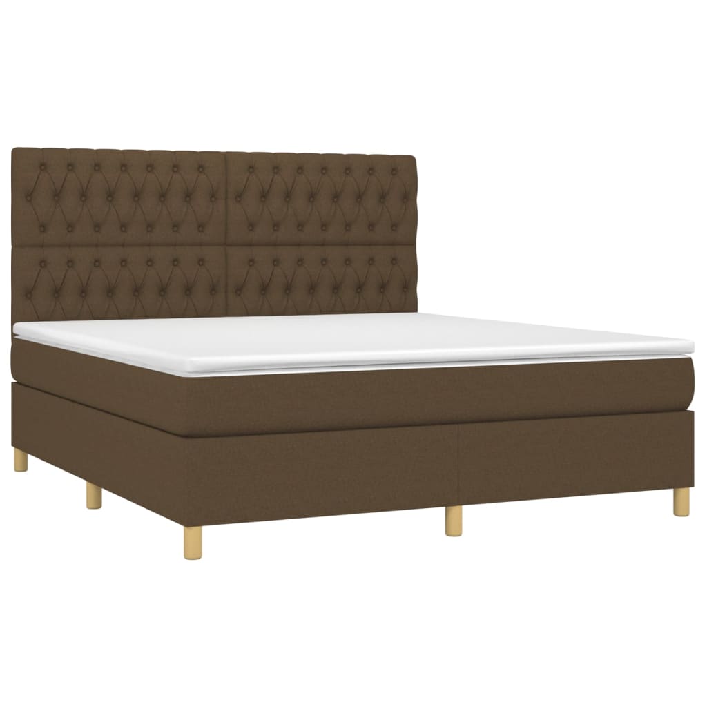 Box Spring Postel S Matrací A Led Tmavě Hnědá 180X200 Cm Textil