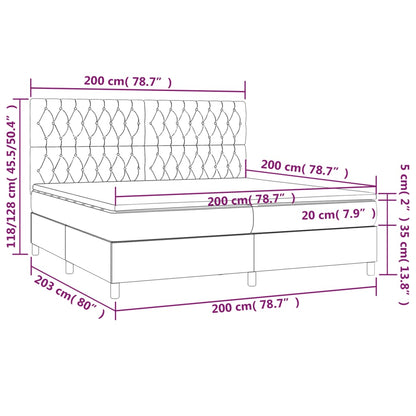 Box Spring Postel S Matrací A Led Tmavě Hnědá 200X200 Cm Textil