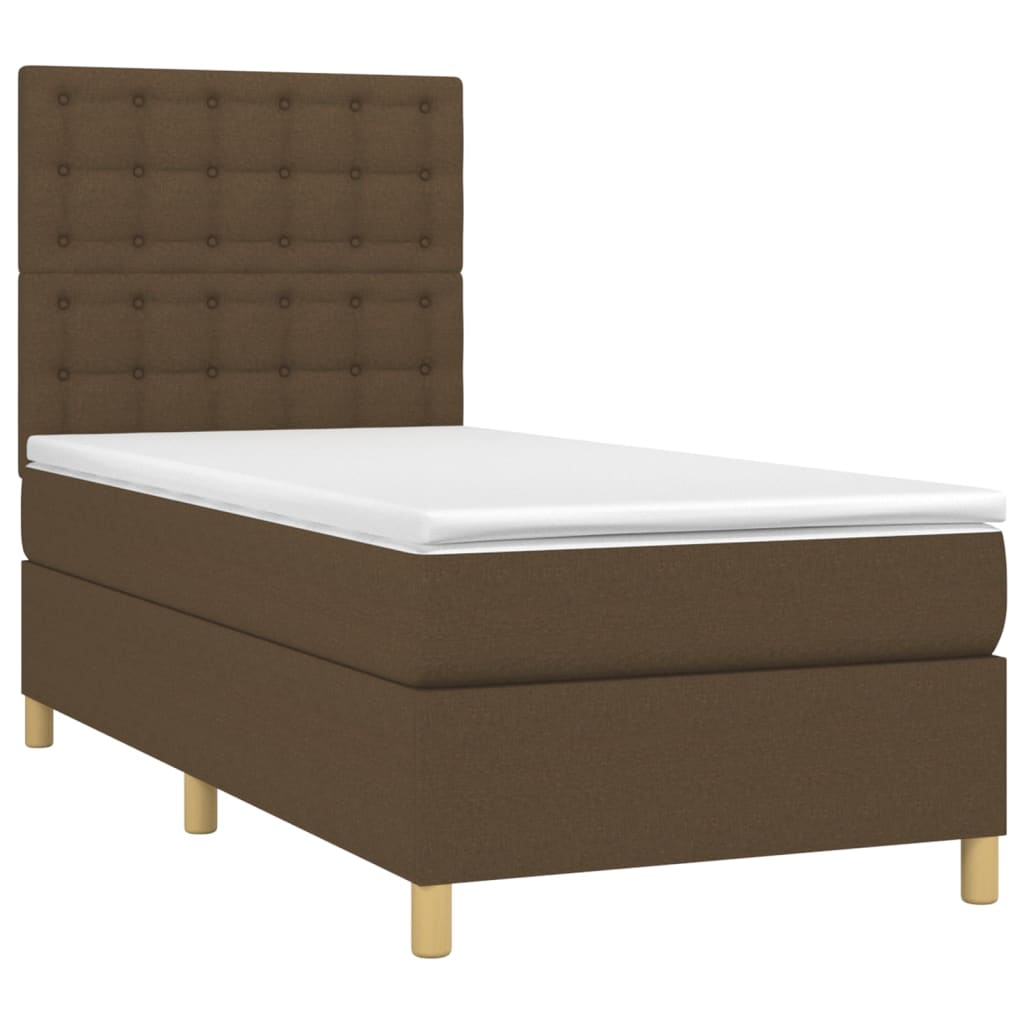 Box Spring Postel S Matrací A Led Tmavě Hnědá 80X200 Cm Textil