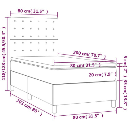 Box Spring Postel S Matrací A Led Tmavě Hnědá 80X200 Cm Textil