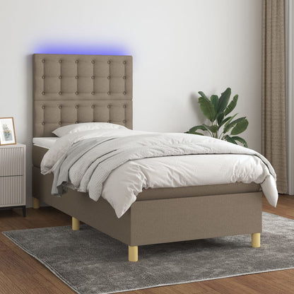 Box Spring Postel S Matrací A Led Textil Taupe