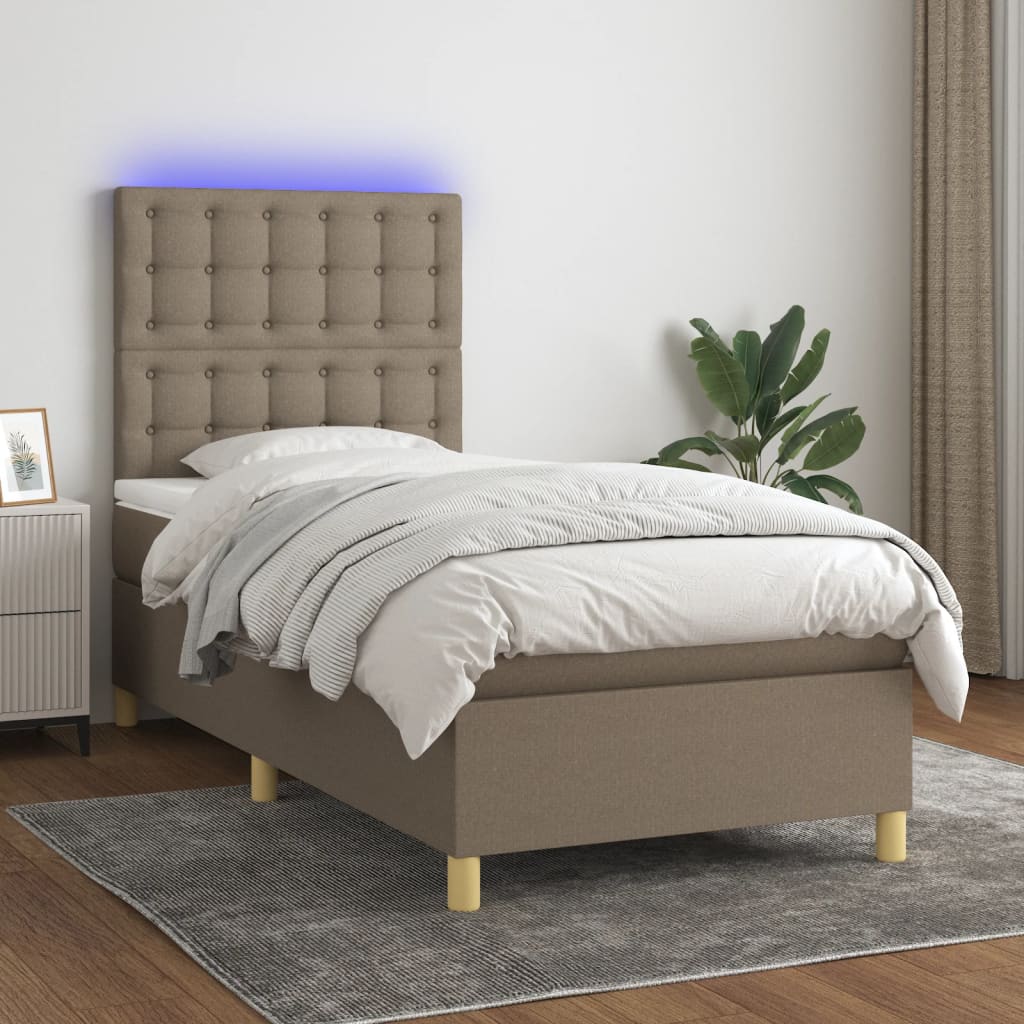 Box Spring Postel S Matrací A Led Textil Taupe