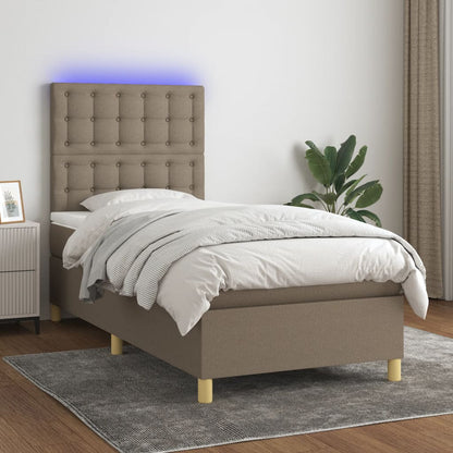 Box Spring Postel S Matrací A Led Textil Taupe