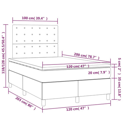 Box Spring Postel S Matrací A Led Tmavě Hnědá 120X200 Cm Textil