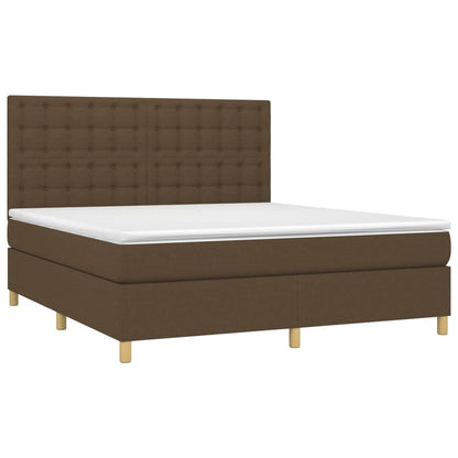 Box Spring Postel S Matrací A Led Tmavě Hnědá 160X200 Cm Textil