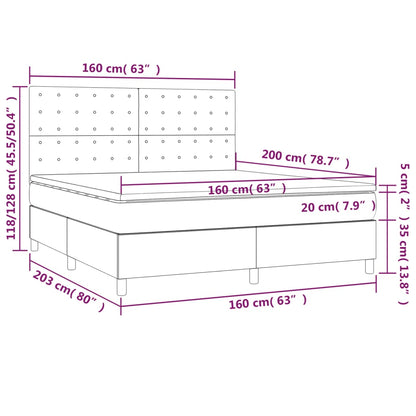Box Spring Postel S Matrací A Led Tmavě Hnědá 160X200 Cm Textil