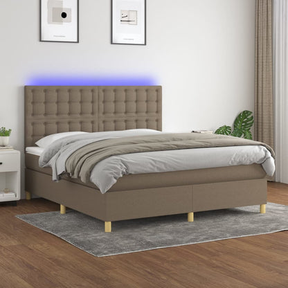 Box Spring Postel S Matrací A Led Textil Taupe