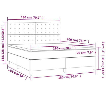 Box Spring Postel S Matrací A Led Tmavě Hnědá 180X200 Cm Textil
