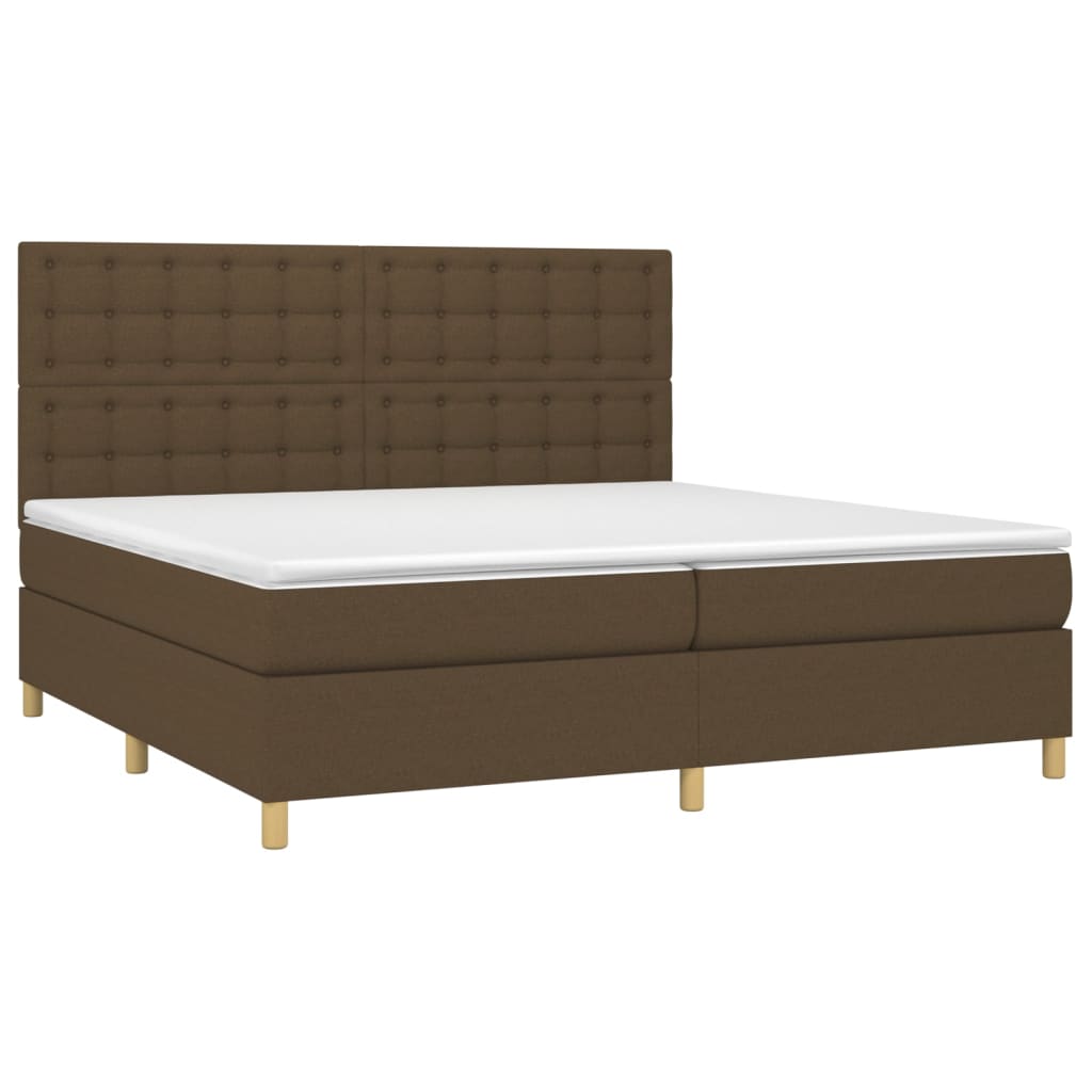 Box Spring Postel S Matrací A Led Tmavě Hnědá 200X200 Cm Textil