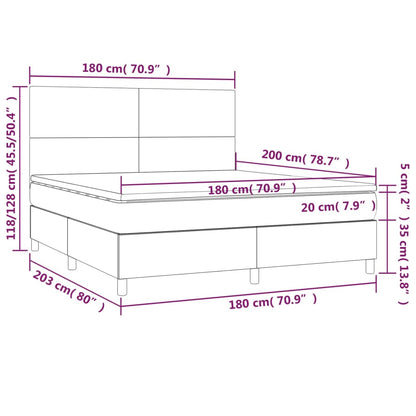Box Spring Postel S Matrací A Led Krémová 180X200Cm Umělá Kůže