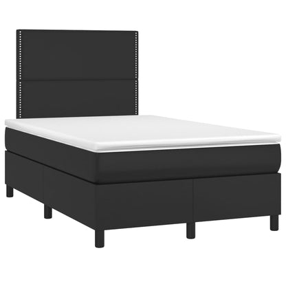 Box Spring Postel S Matrací A Led Černá Umělá Kůže Černá