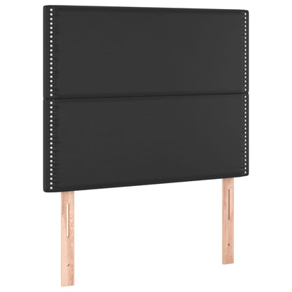Box Spring Postel S Matrací A Led Černá Umělá Kůže Černá
