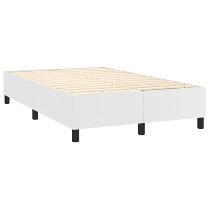 Box Spring Postel S Matrací A Led Umělá Kůže Bílá