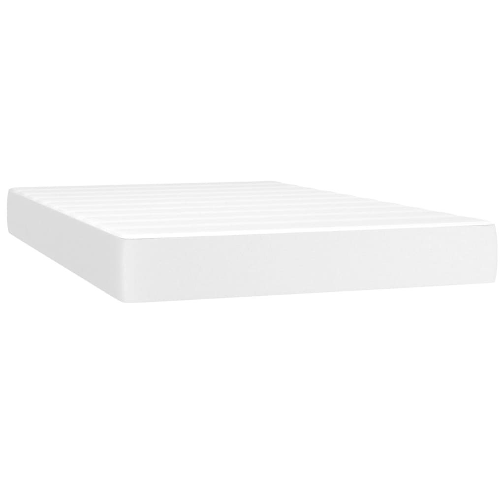 Box Spring Postel S Matrací A Led Umělá Kůže Bílá