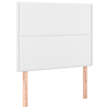 Box Spring Postel S Matrací A Led Umělá Kůže Bílá
